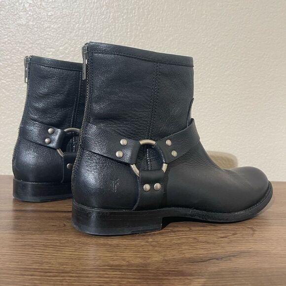 Frye Black Leather Harness Boots - Picture 3 of 9
